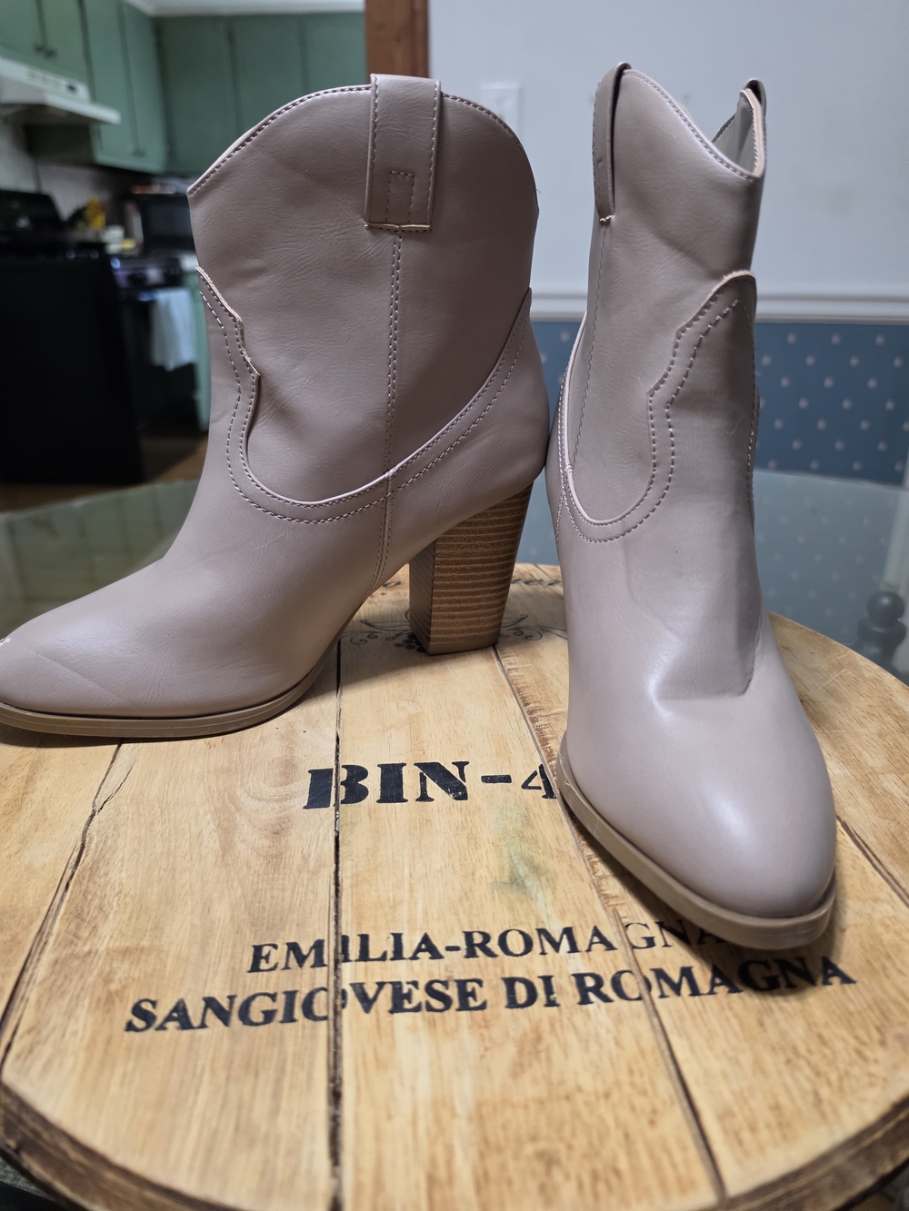 Stylish Taupe Women's Western Ankle Boots - Picture 7 of 12